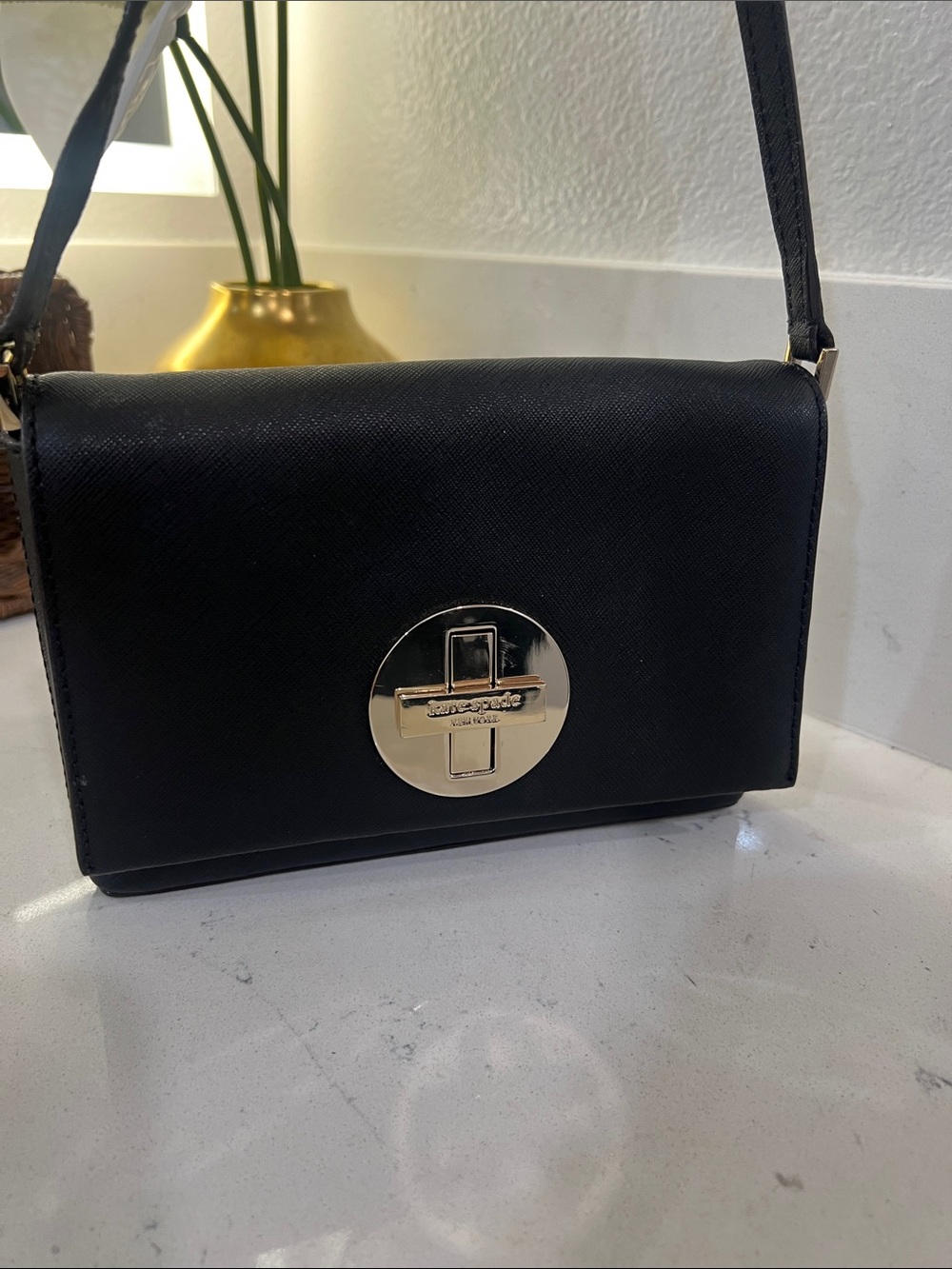 kate spade Black Crossbody Bag with Gold Turn-Lock